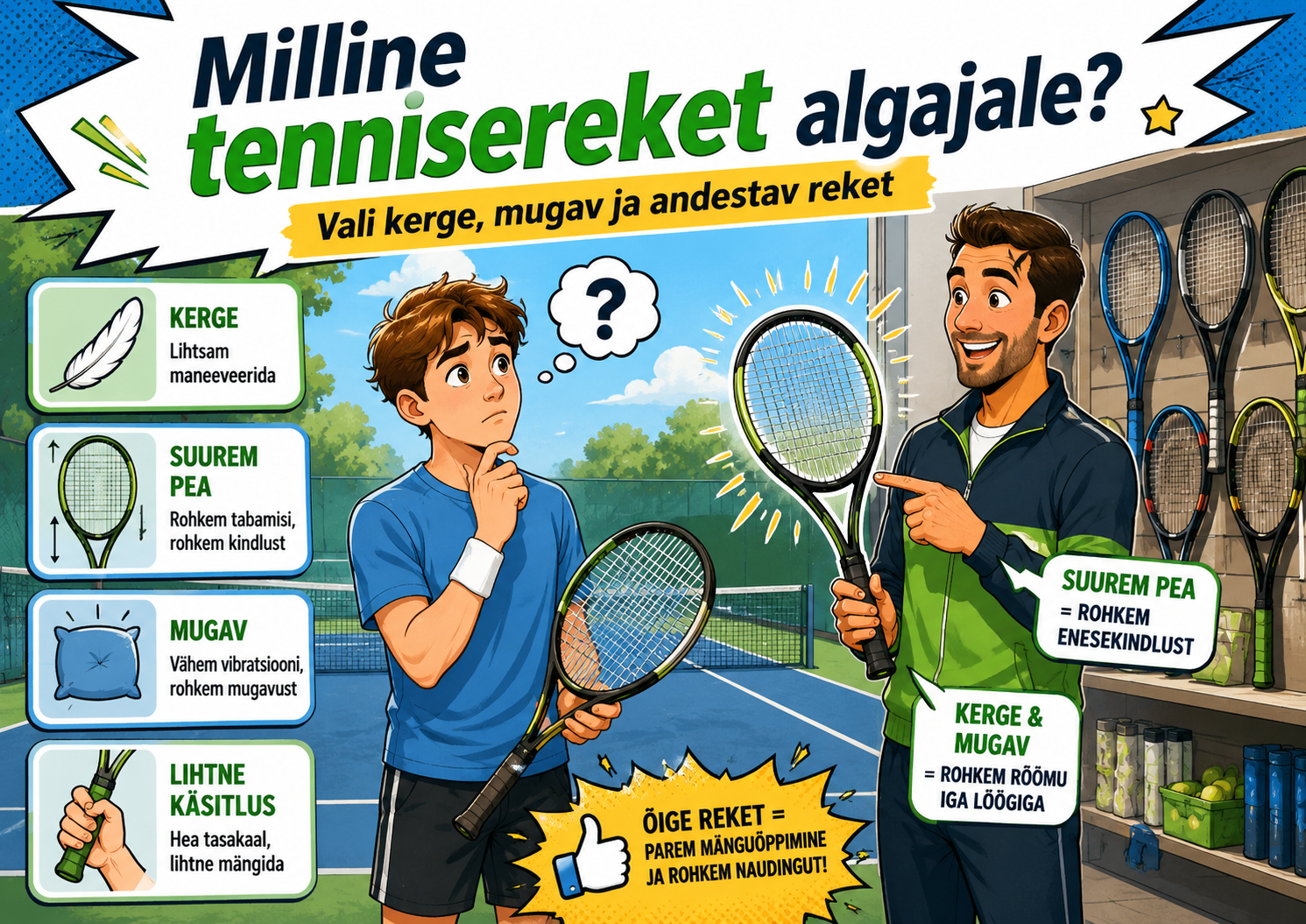 Milline tennisereket sobib algajale? Praktiline juhend alustajale