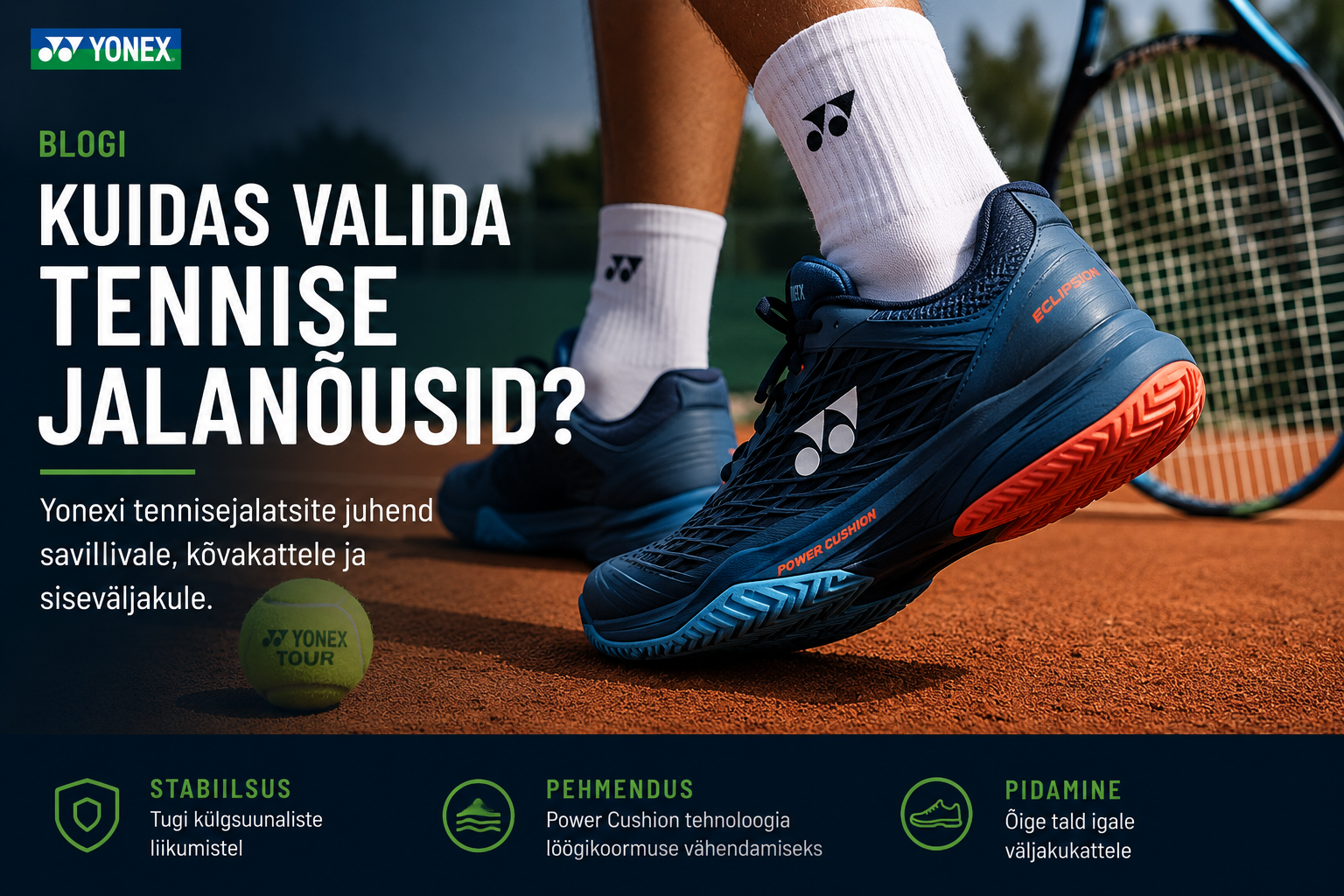 Kuidas valida tennise jalanõusid? Yonexi tennisejalatsite juhend